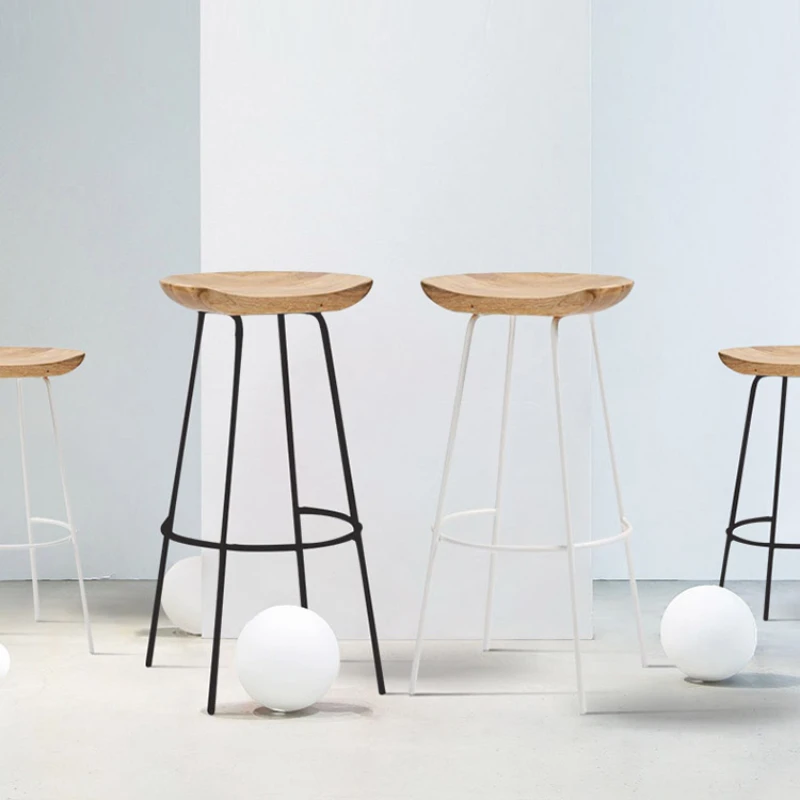 

High Nordic Bar Chair Wooden Island Design Retro Counter Chair Coffee Minimalist Cadeira Sillas Para Comedor Furniture HD50BY
