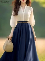 ZANZEA Women Lantern Half Sleeve Dresses Elegant Summer Dress 2025 Spring A-Line Office Lady Vestidos Casual V-Neck Party Robes