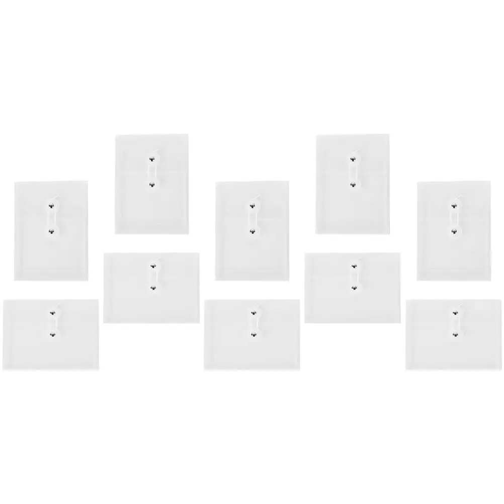10Pcs A6 투명 플라스틱 파일 포켓(로프 랩 버튼 클로저 포함) 학교 사무실 문서 정리용 투명 파일