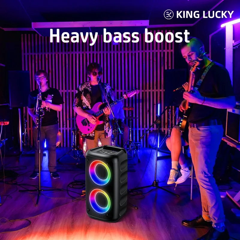 Wireless speaker with a microphone, outdoor wireless stereo speaker with dual speakers, stereo sound, color-changing LED light