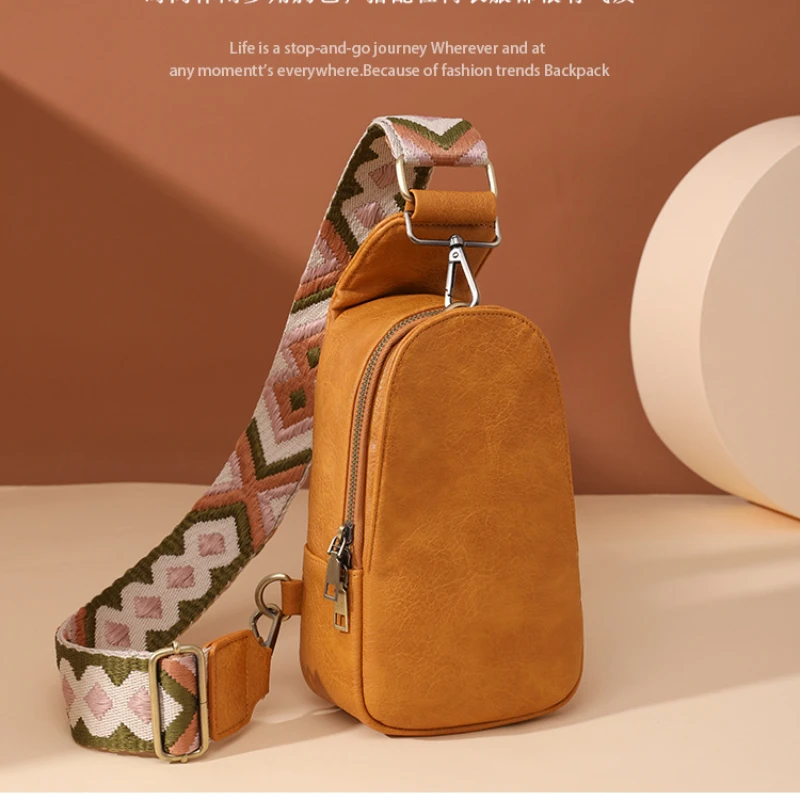 

PU leather women's sling bag messenger bag women's vintage chest bag mobile phone shopping bag