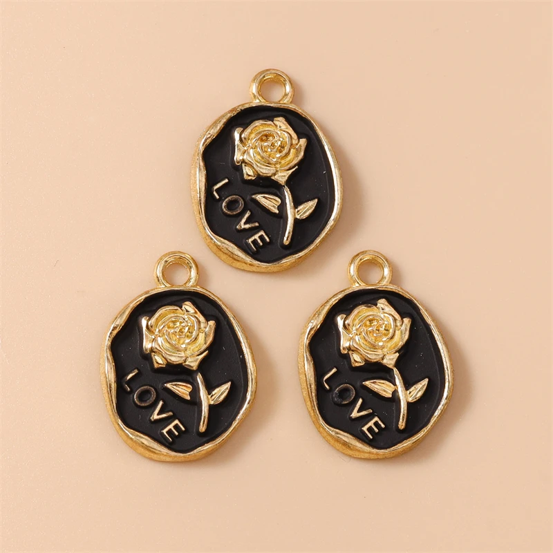 20 Stück 15 x 21 mm niedliche Emaille-Rosen-Blumen-Charms-Anhänger für die Herstellung von Tropfen-Ohrringen, Halsketten, Armbändern, DIY-Handwerk, Schmuckzubehör – Detail 5