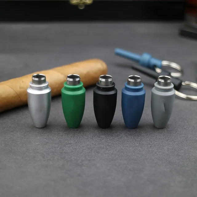 Cigar Punch Cutter With Key Ring Portable Cigar Accessories Pull Hole Cool Cigar Punch Rubber Clip Metal Gadget Mini Puncher - Image 5