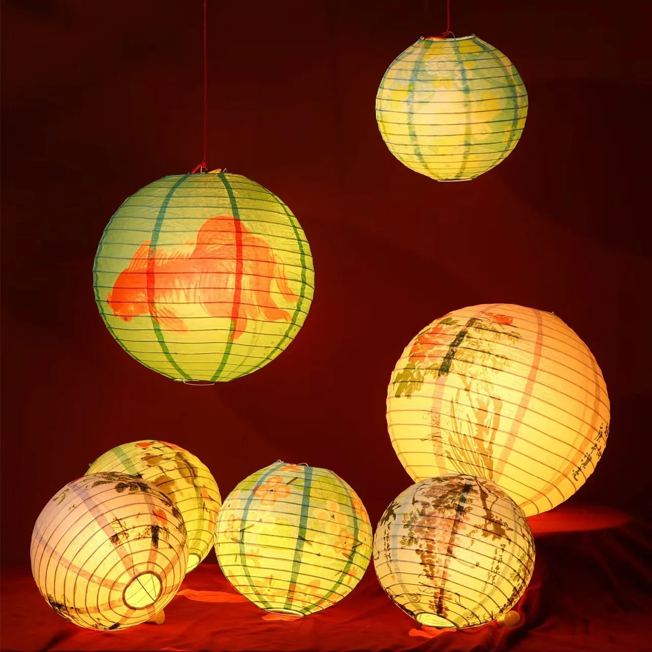 30cm Printed Flower Round Paper Lantern Wedding Birthday Party Decorations DIY Festival Supplies 1pc