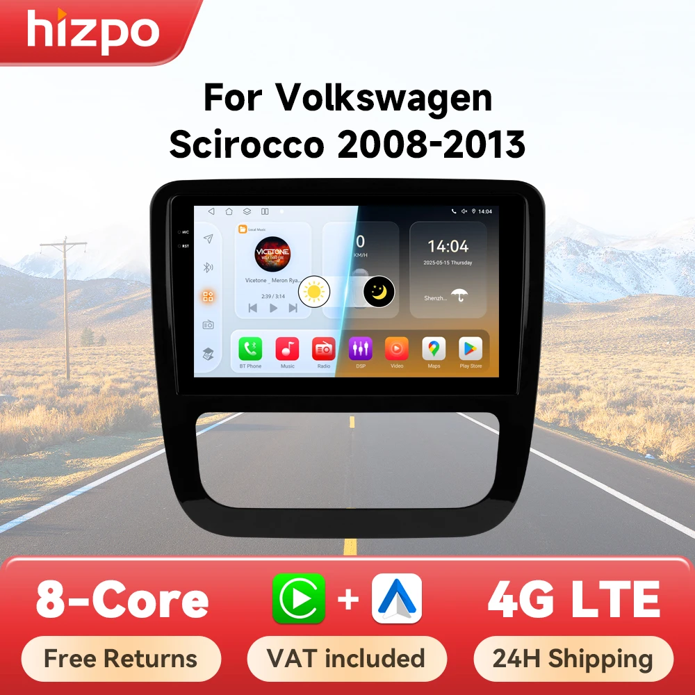 Hizpo Octa Core Autoradio Für VW Volkswagen Scirocco 2008-2013 Carplay Android Auto 4G Smart Multimedia Player Systeme GPS 2din