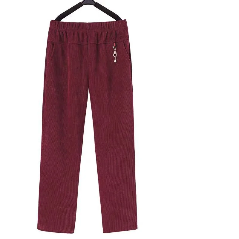 Pantaloni dritti in velluto a coste di alta qualità donna autunno inverno Oversize 8XL pantaloni madre in pile Thicke pantaloni Casual caldi femminili nuovi 3