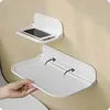 1pc Foldable Wall-mounted Shelf, For Bathroom, Toilet, Kitchen, Bedside, No Drilling Phone Storage, Wifi Router Storage 1