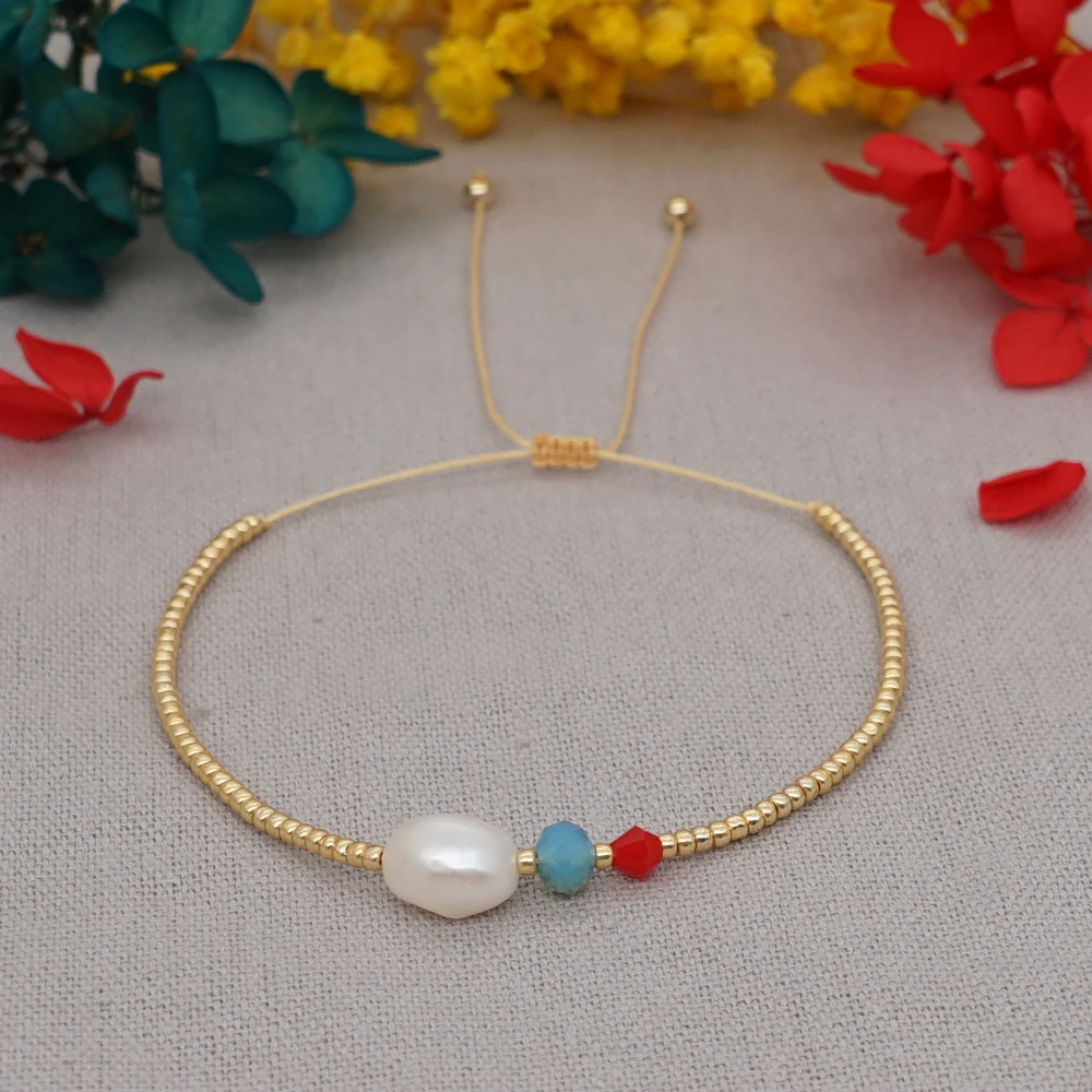 Bracelet Jewelry Go2Boho Freshwater Pearl Bracelet for Women Fashion Charm Braclet Golden Beaded Bracelets Perlas Femme Bijoux