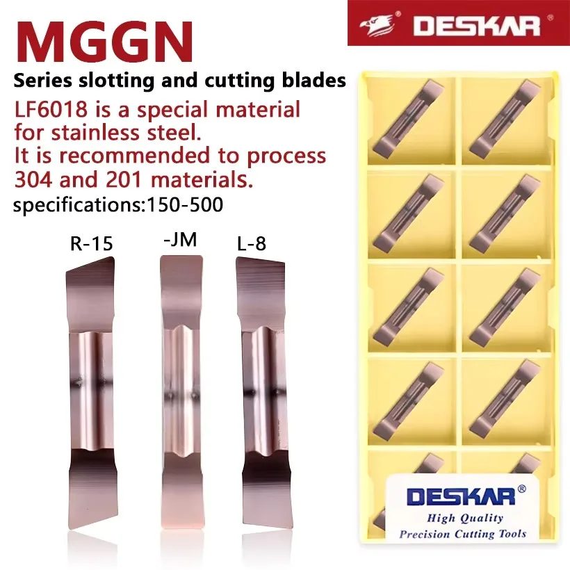 DESKAR Wendeschneidplatten MGGN150 MGGN200 MGGN300 MGGN400 MGGN500R-8 Hartmetall-Einstechplatten für CNC-Drehmaschinen zur Stahlbearbeitung