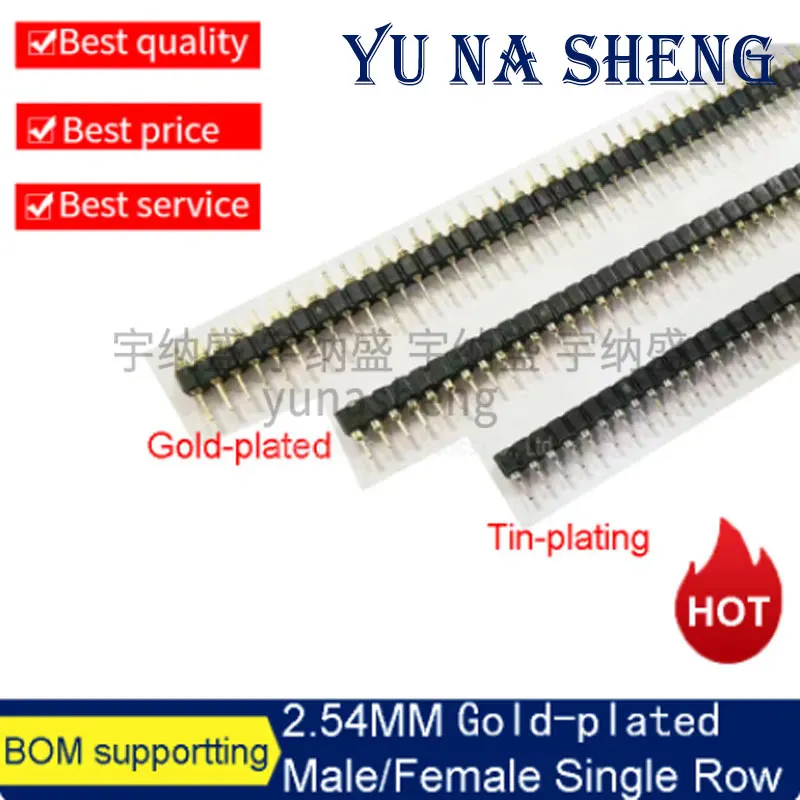2.54mm Pitch Round Hole Pin Header Male Female Single Double Row 1*2/3/4-40P 2X 40Pin Gold-plated Round Pin Header 10pcs/lot pin header connectors