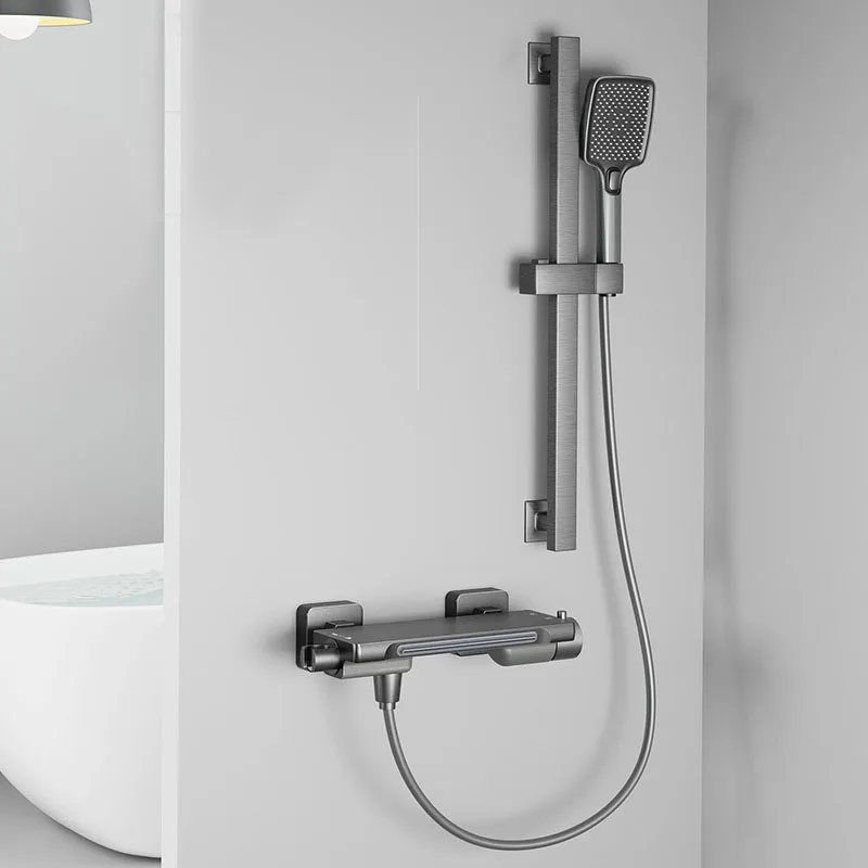 Grey/White Brass Bathroom Bathtub Faucet Waterfall Handheld Shower Set Wall-mounted Hot And Cold Mixed Water Bath Faucet 2