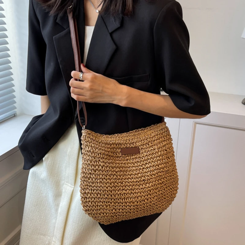 Sac bandoulière en paille femme