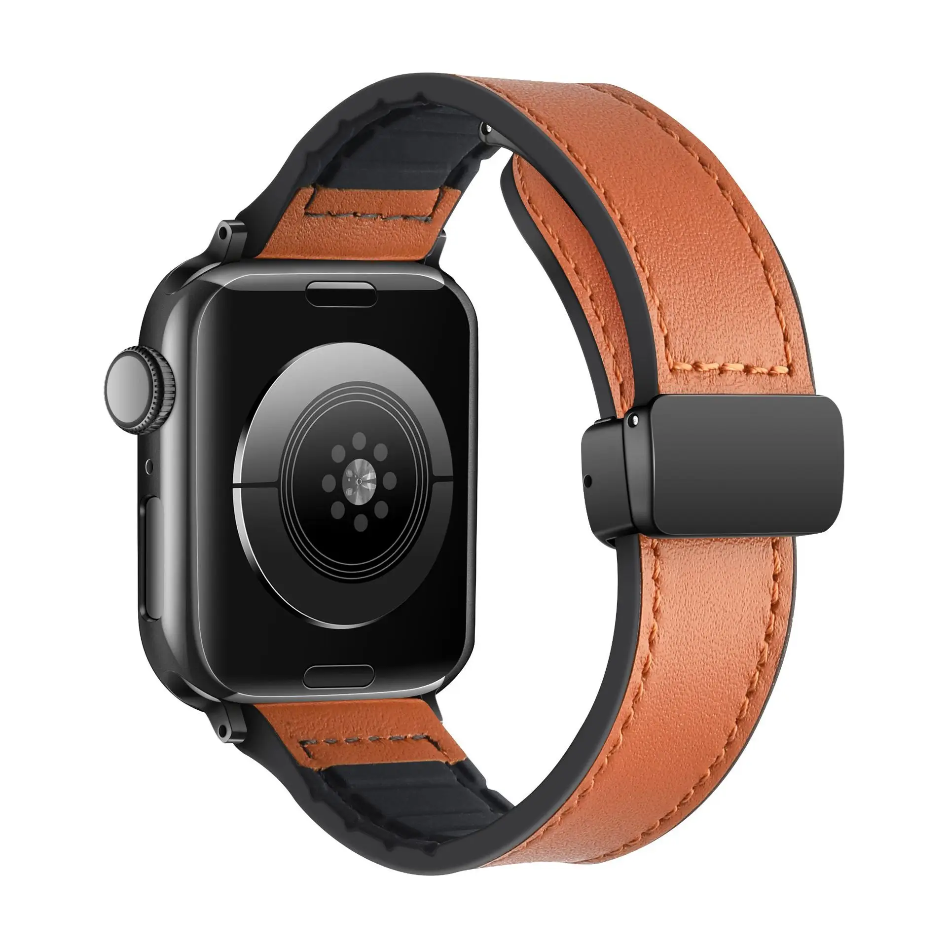 Luxury Genuine Leather Apple Watch Band with Magnetic Clasp