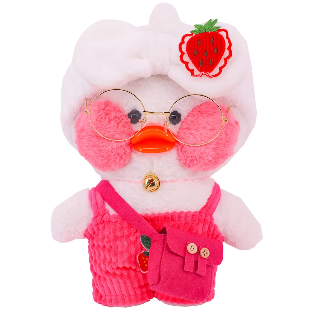 Kawaii Animal Overalls+Bag for 30cm Lalafanfan Doll Clothes Accessories Yellow Duck Bag Stuffed Plush Toy Duck Clothes Toy Gifts