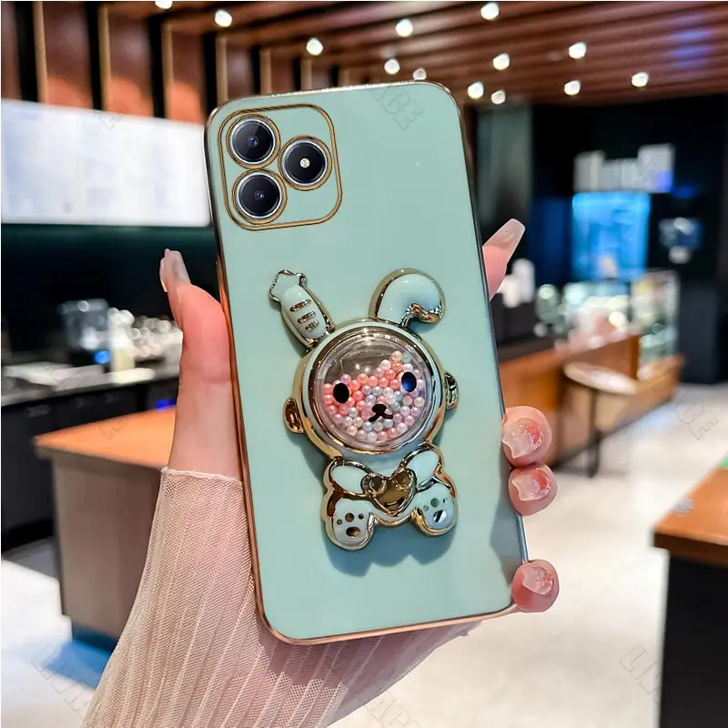 Cute Rabbit Plating Phone Holder Case with Stand Cover