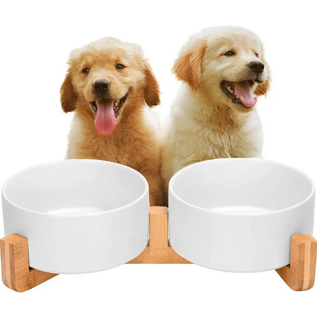 Self-Assembly Ceramic Double Cat Bowl Dog Bowl 400ML Pet Feeding Water Bowl Cat Puppy Feeder Product SuppliesFood Water Bowls