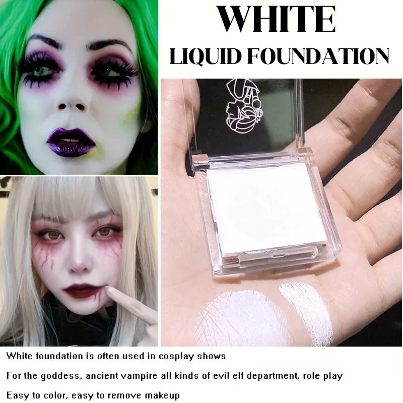 Matte Light White Liquid Foundation Cream Full Coverage Long-Lasting Black&White Cosplay Festival Makeup For All Skin Types_voghion.com