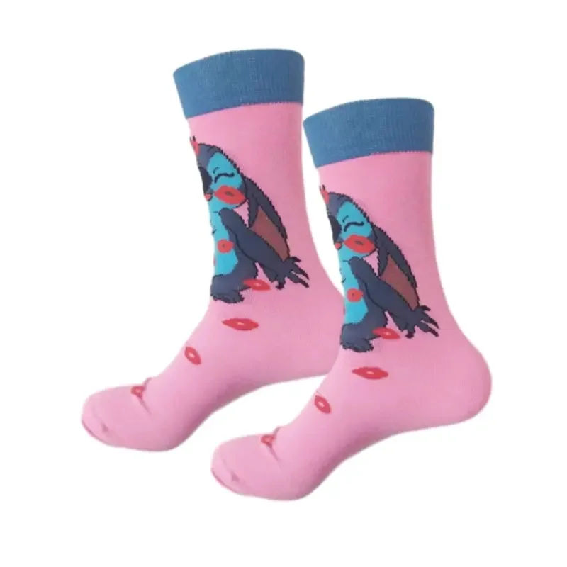 Disney Anime Socks Cartoon Stitch Long Socks Cotton Sports Skateboard socks Kawaii Stitch Knee-high Birthday Gifts