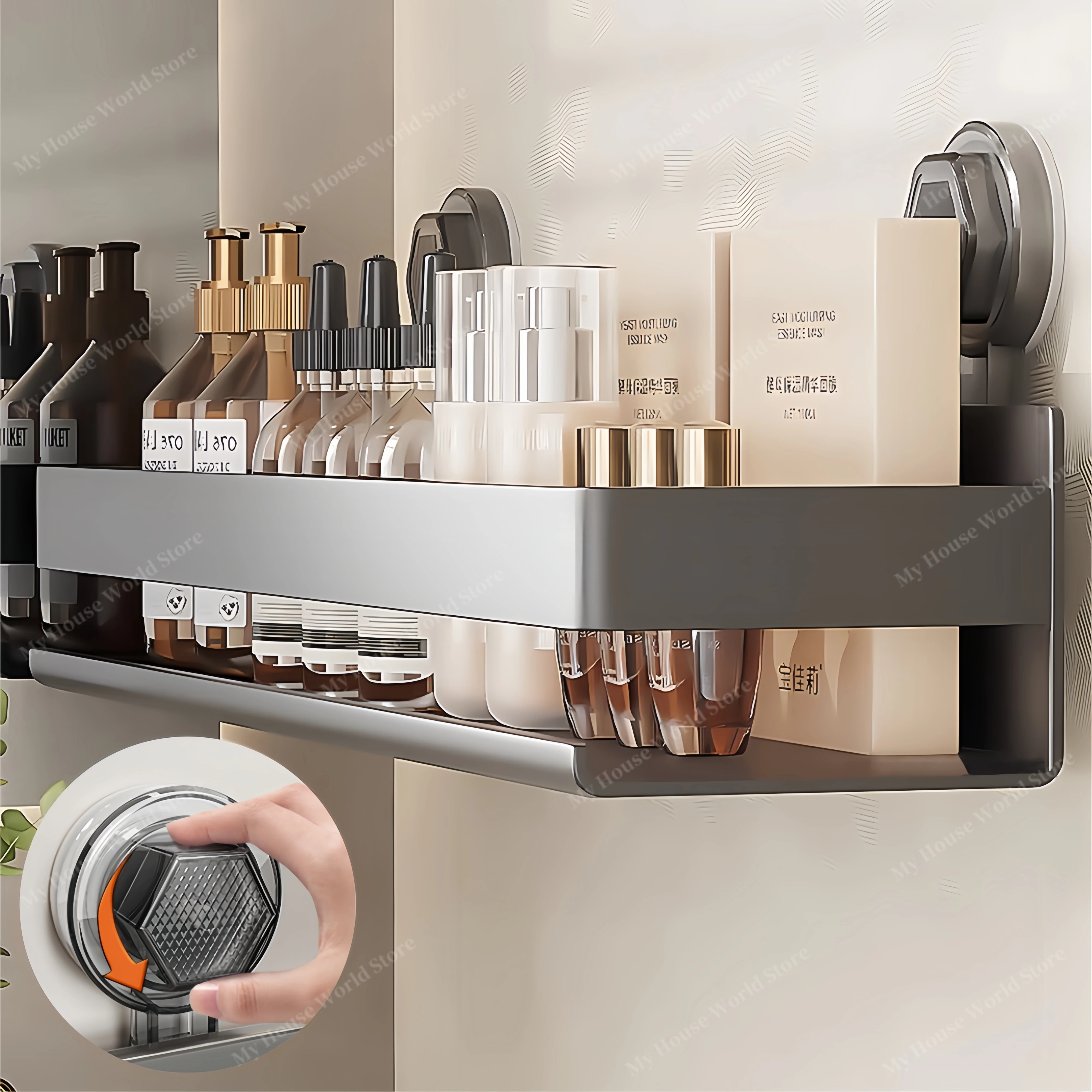 Shower Suction Cup Shelf Storage Shelf Home Organizer Shelf Holder Bathroom Organizer Suction Cup Wall Mounted Storage Rack 2