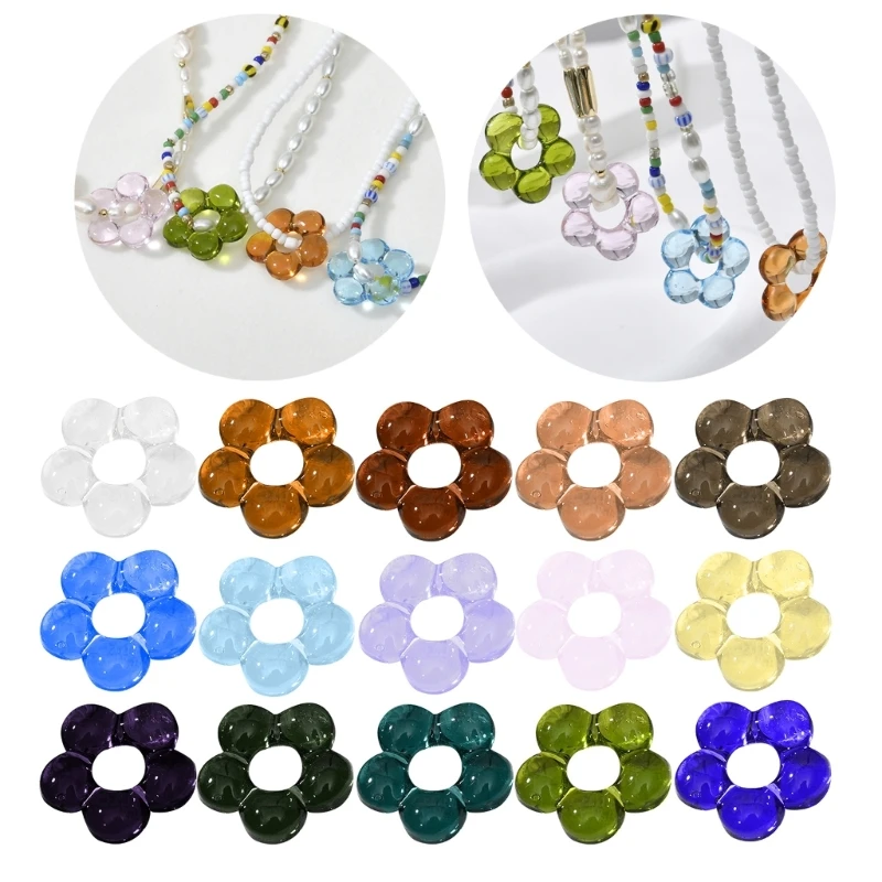 Elegant Mini Glass Flower Charm Pendants for Jewelry Making & DIY Decorations
