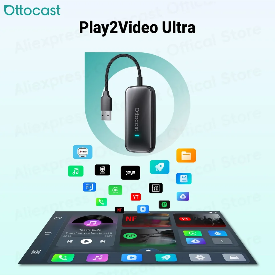 OTTOCAST Play2Video Ultra Wireless CarPlay Android Auto Adapter