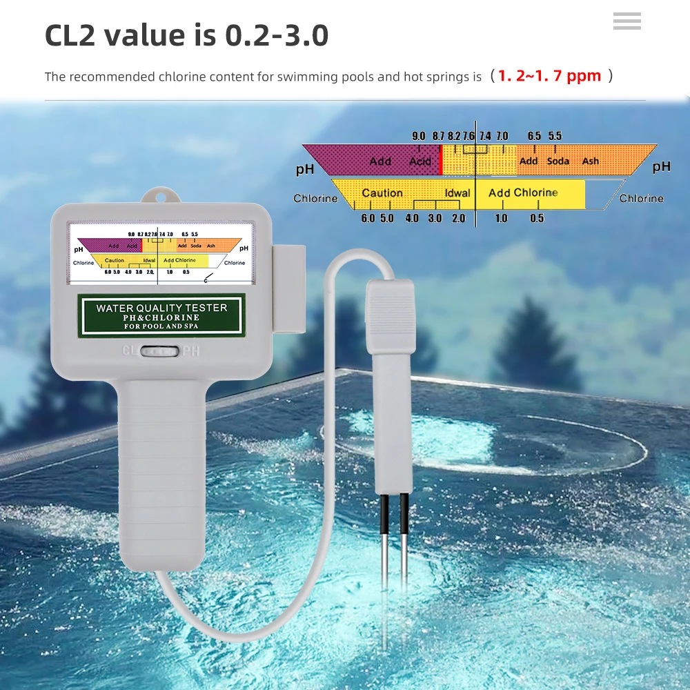 S492ceb3b41fc4c1eb8fde36ba0ddb7d37 2 in 1 Chlorine Meter PH Chlorine Tester PC-101 Level Portable Digital PH Meter Water Quality Pool Spa Analytical Instruments Mallzona
