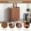 5 Tier Boho Wooden Shoe Cabinet - Adjustable Shelves & Curved Iron Rattan Door Shoe Storage Organizer 3