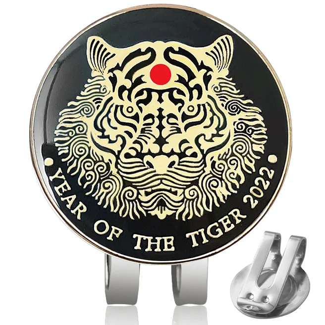Golf Ball Markers With Hat Clips Tiger Pattern For Men Women Golfer Removable Attaches Easily To Golf Cap Premium Gifts