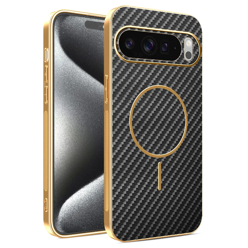 Luxury Magnetic Carbon Fiber Phone Case with Lens Protective Armor Cover