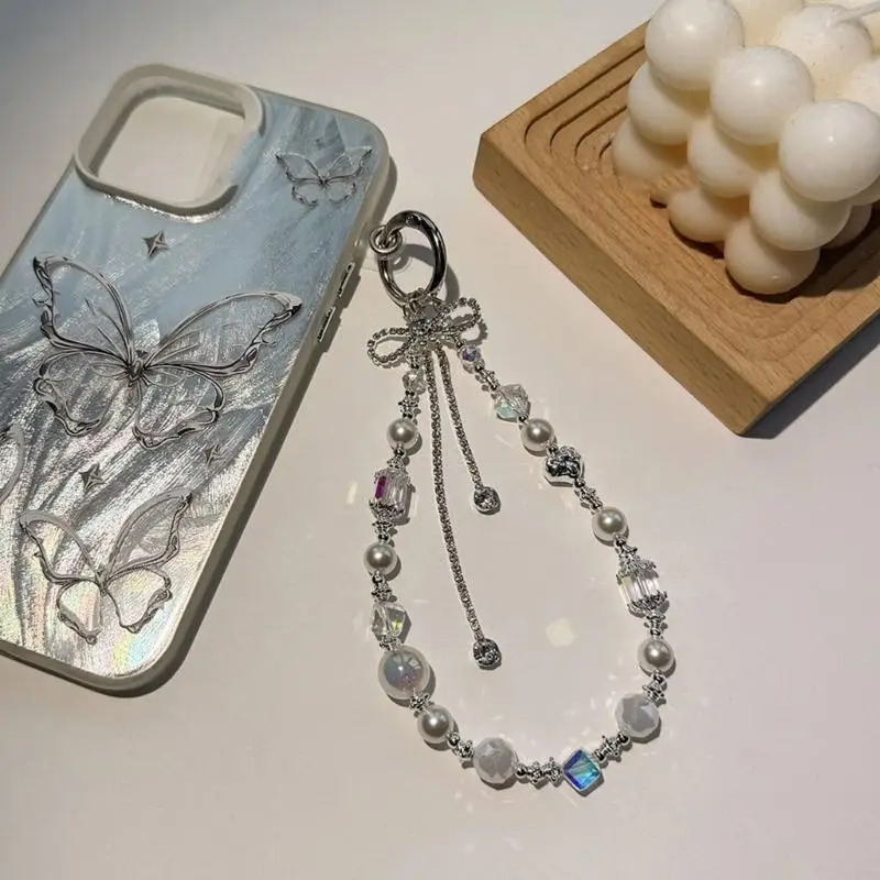 Acryl Perlen Kamera Telefonband Niedlichkeit Schmetterling Charme Lanyard für Telefon y08e