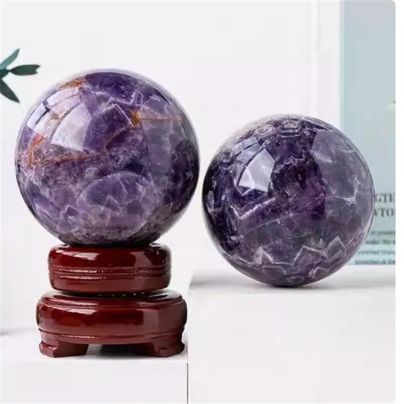 5-8cm Natural Dream Amethyst Ball Polished Globe Massaging Ball Reiki Healing Stone Home Decoration 2