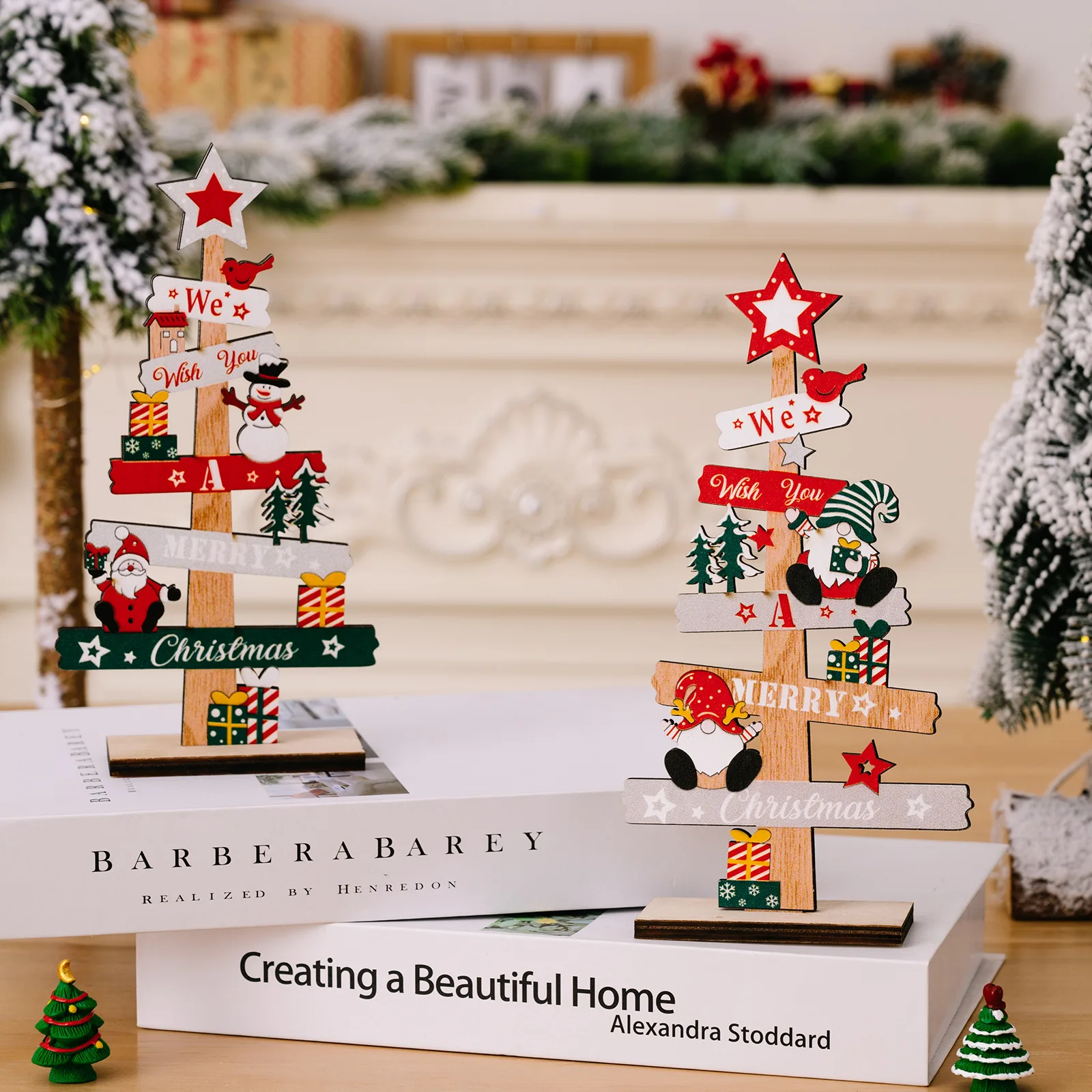 

Desktop Christmas Tree Santa Claus Diy Decoration Wooden Christmas Signs Plaque Xmas Gifts Decoration Prop Accessories