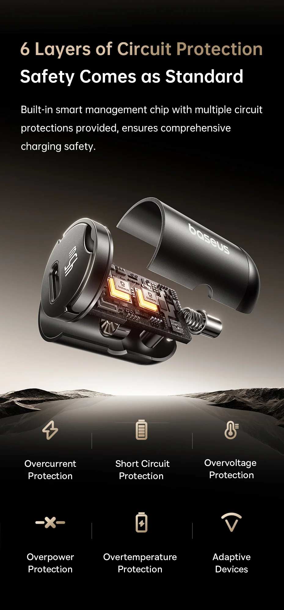 45W Mini Car Charger QC PD PPS UFCS Fast Charging 12-24V Lighter Car USB-C Type