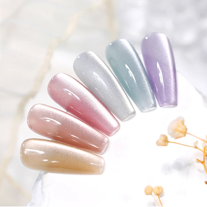BORN PRETTY Cat Magnetic Moonlight Gel Nail Polish Set 10ml Sparkle White Silver Water-light Soak Off UV Gel Nail Art Manicure 5