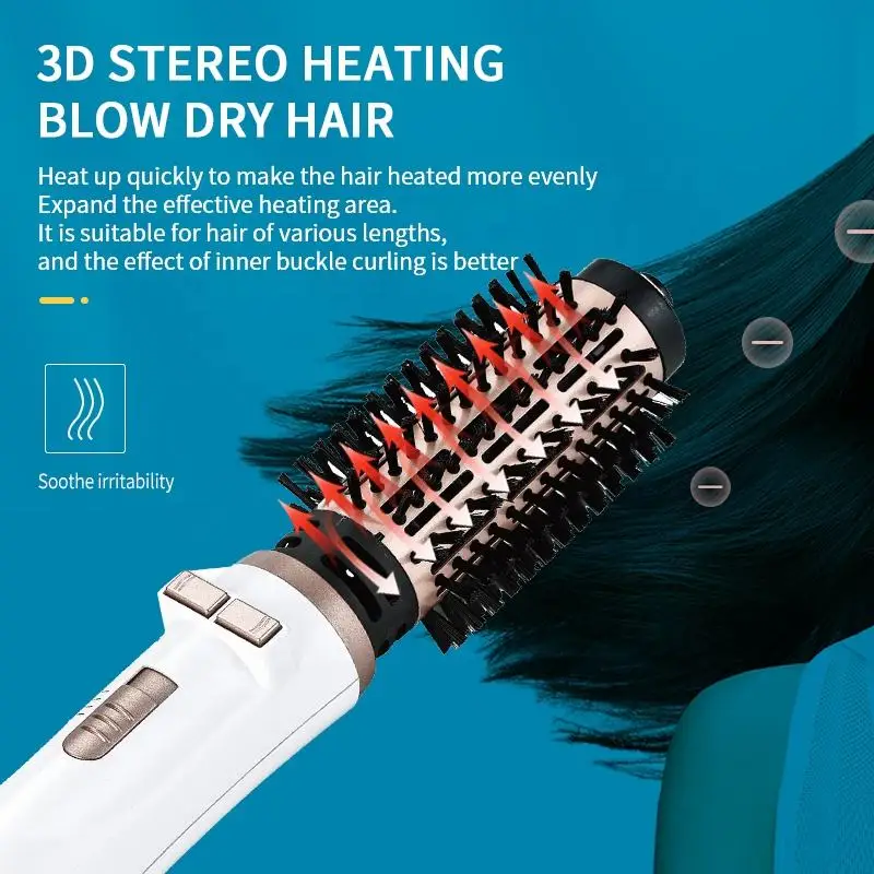 Kemei Rotary 2in1 Hot Air Brush Styler Hair Dryer Brush for Salon at Home Electric Rotating Hair Curlyer Comb