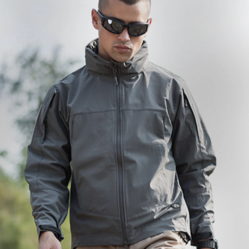 

Men Hooded Multi Pocket Zipper Tactical Coat Men Outdoor Special Forces Combat Jacket Windproof Waterproof