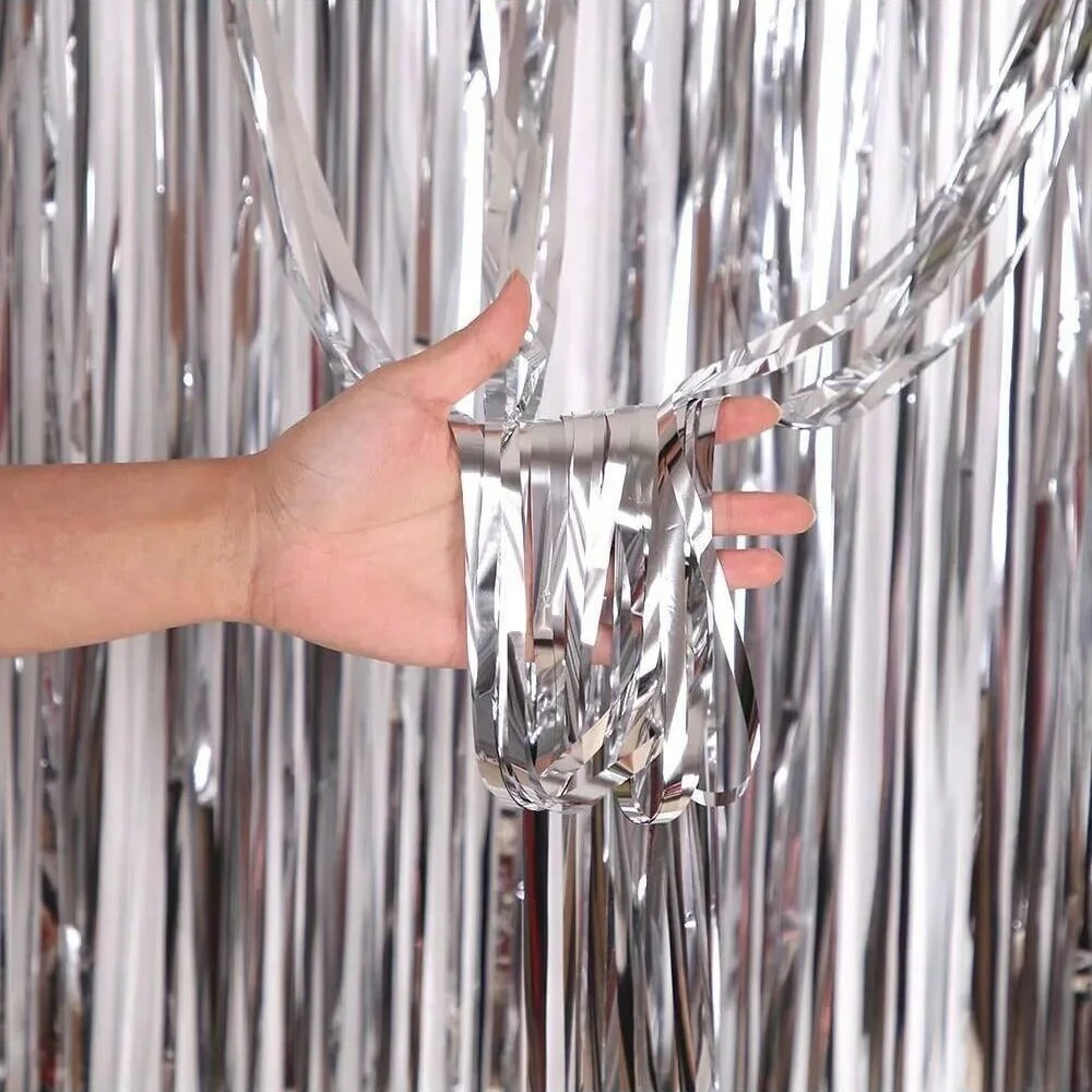 Laser Pink Glitter Tinsel Fringe Foil Curtain