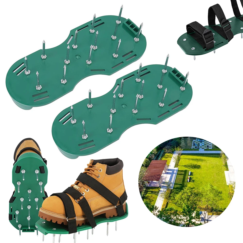 Garden Lawn Aerator Shoes Garden Nail Shoes Lawn Aerator Shoes Gardening Aerator Sandals with Adjustable Strap Lawn Tool Anti-Slip for Aerating Soil
