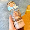 Portable Spring Lid Drink Cup With Straw Capybara Creative Cartoon Drinkware Double Opening Plastic Kids Capybara Bottle Gift 4