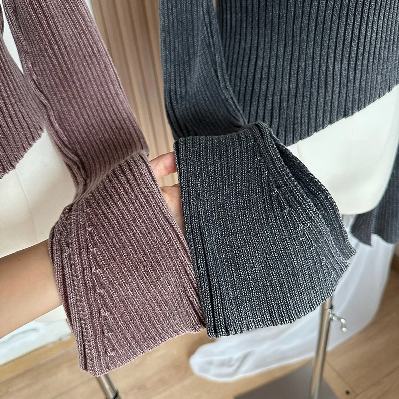 S492d8a047ea746a29d16fc30966defe9s Fashion Simple Classical Knitted Sweater Slash Neck Off Shoulder Long Sleeve Pullovers Flare Sleeve Autumn Winter Y2K Streetwear Mallzona