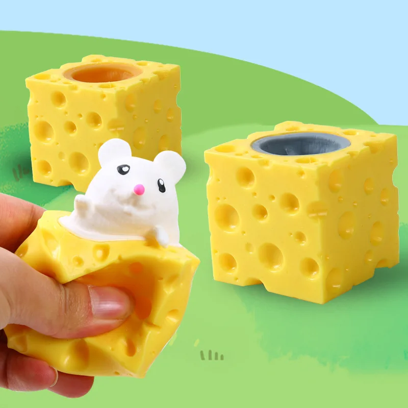 Stress-linderung Pet Käse Maus Käse Prise Spaß Stress Ball Vent  Eichhörnchen Tasse Streich Spielzeug