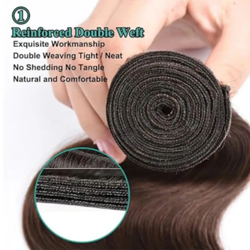 Human Hair Bundles Chocolate Brown Body Wave Brazilian 100% Real For Woman 24 26 28 Inch Color #4