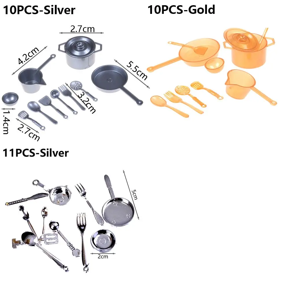Miniature Plastic Cookware Set for Dollhouse Kitchen Accessories