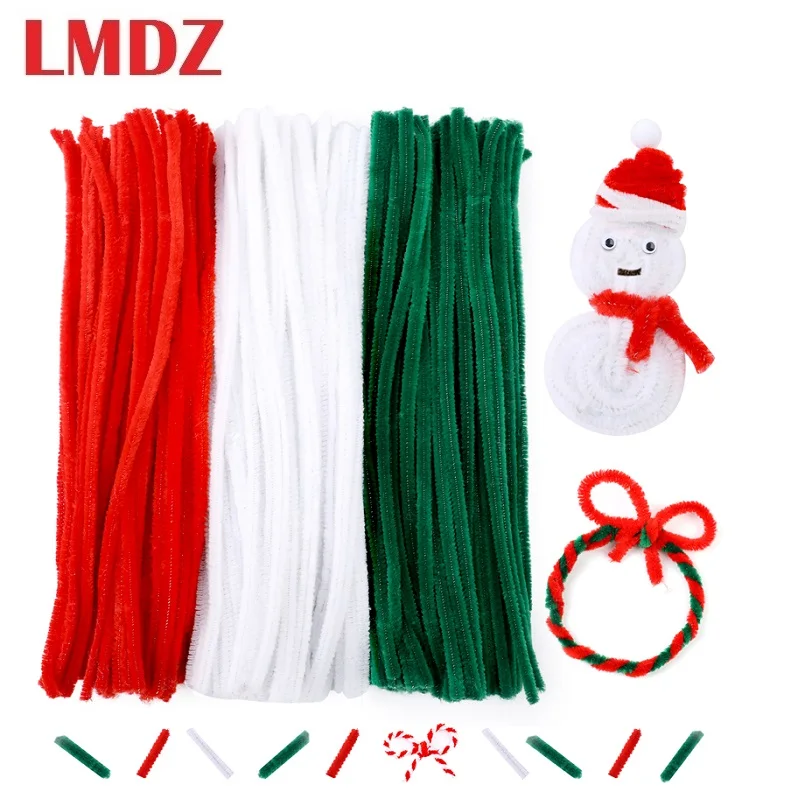 

LMDZ 210PCS Red White Green Chenille Stems Pipe Cleaners DIY Arts Crafts Christmas Decorations Kids Plush Educational Toy
