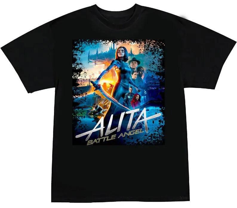 Футболка Alita Battle Angel cast, Новая Черная футболка с длинным или коротким рукавом, полный размер