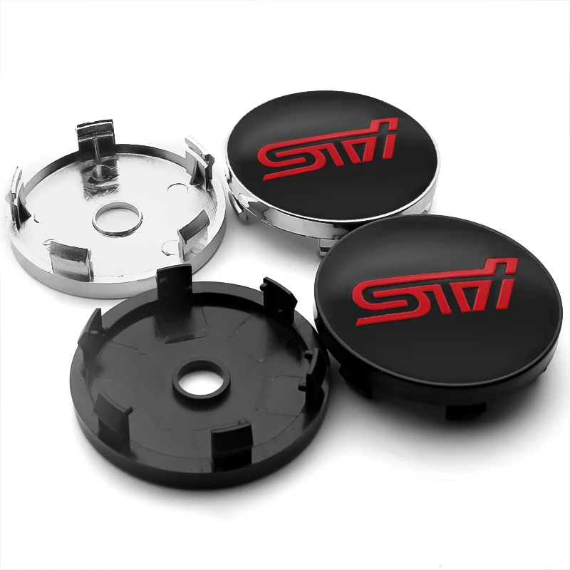 4pcs 56+60mm Car Wheel Center Hub Caps Sticker STI Logo Emblem Badge Center Cap For Subaru