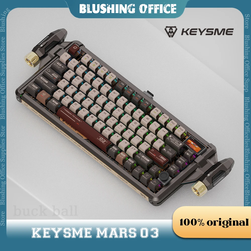 

Механическая клавиатура Keysme Mars 03, беспроводные Bluetooth клавиатуры, 3 режима, алюминиевый сплав, CNC, прокладка, Rgb, стандартная игровая клавиатура