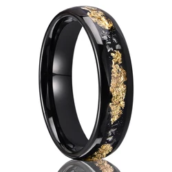 Elegant Black Tungsten Carbide Couple's Wedding Bands - Comfort Fit for Daily Wear (T0043M - 6MM)