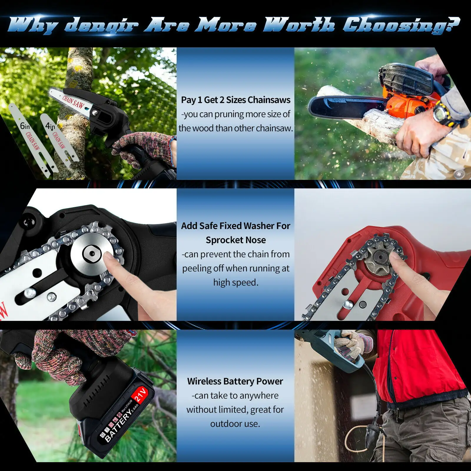 6 Inch Mini Cordless Chainsaw Handheld 21V Electric Portable Chain Saw Tree Branch Cutter Wood-Cutting Trimming Shears Tree mini chainsaw,electric chainsaw,electric saw