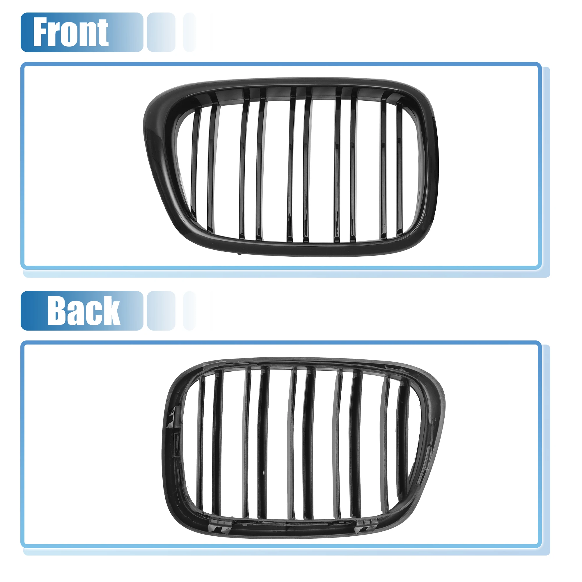 UXCELL 1 Pair Front Hood Bumper Grille Grill for BMW 5 Series E39 1999 2000 2001 2002 2003 51137005837/51137005838